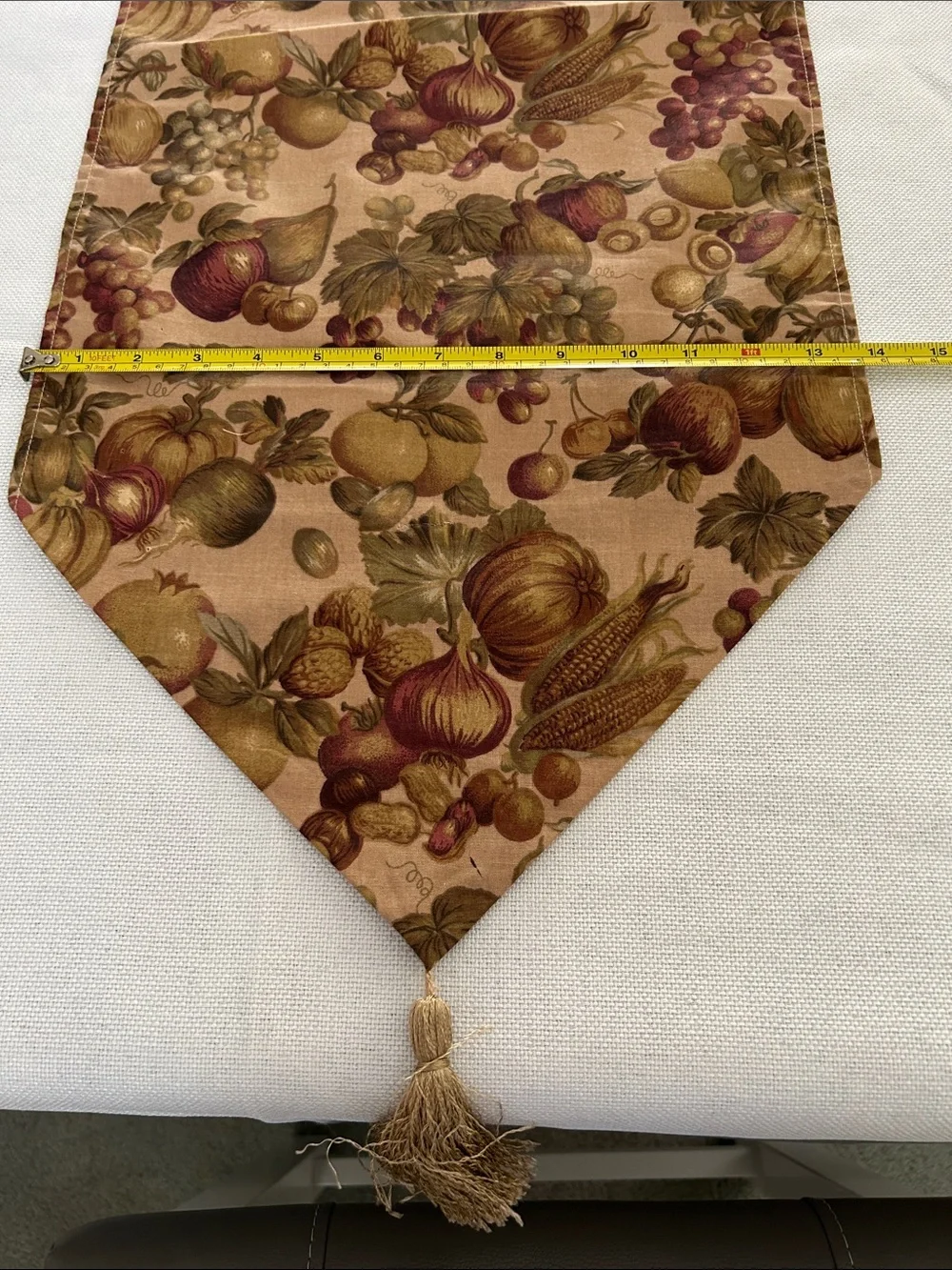 Vintage Woven Tapestry Table Runner Harvest Fruit Fall Thanksgiving Decor